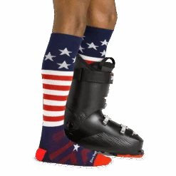 Men's Captain Stripe Over-the-Calf Lightweight Ski & Snowboard Sock -Darn Tough Outlet Store 1815 Stars and Stripes Footwear