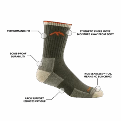 Men's Coolmax® Hiker Micro Crew Midweight Hiking Sock -Darn Tough Outlet Store 1931 Olive Features NoLogo