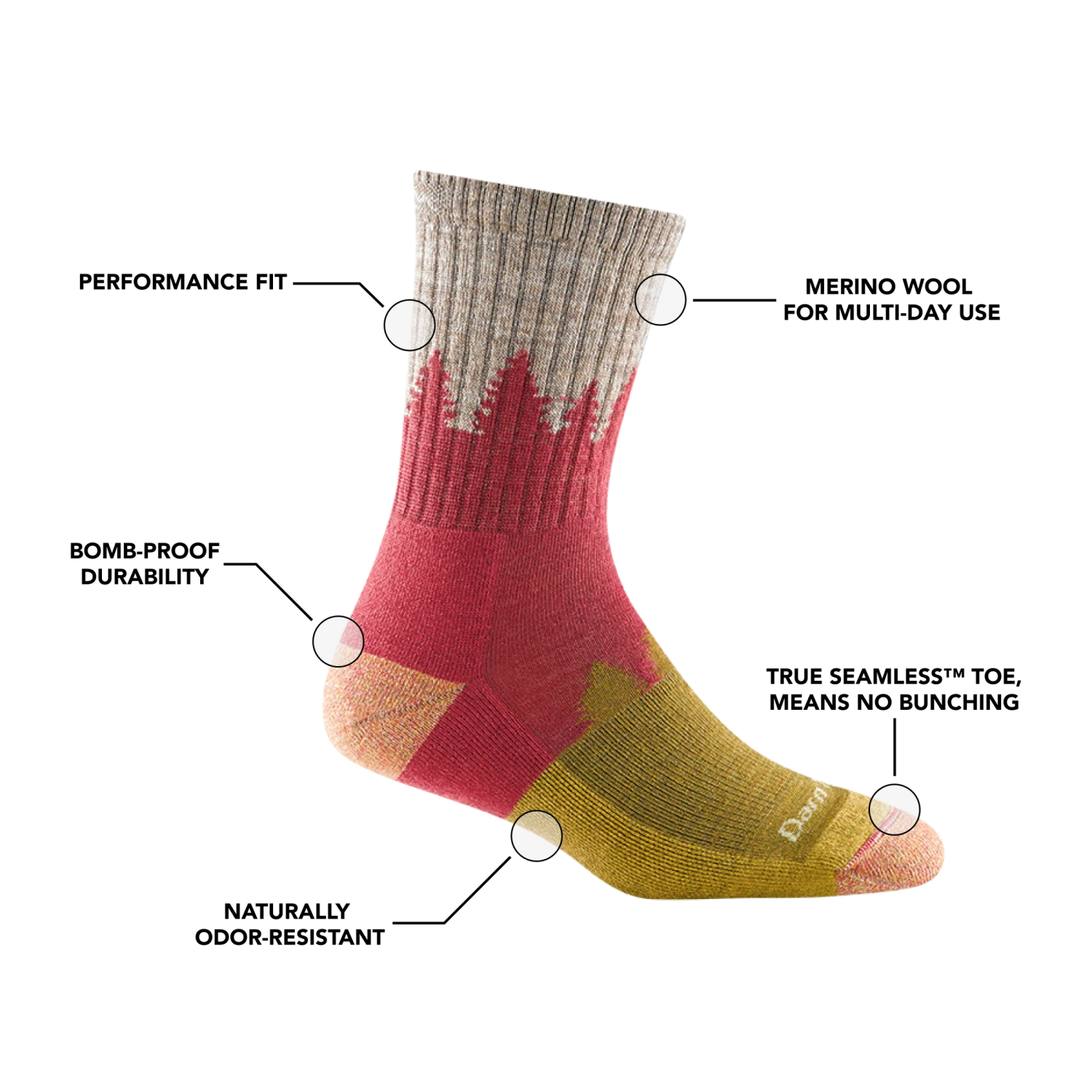 Women's Treeline Micro Crew Midweight Hiking Sock 8 Women's Treeline Micro Crew Midweight Hiking Sock - Image 8