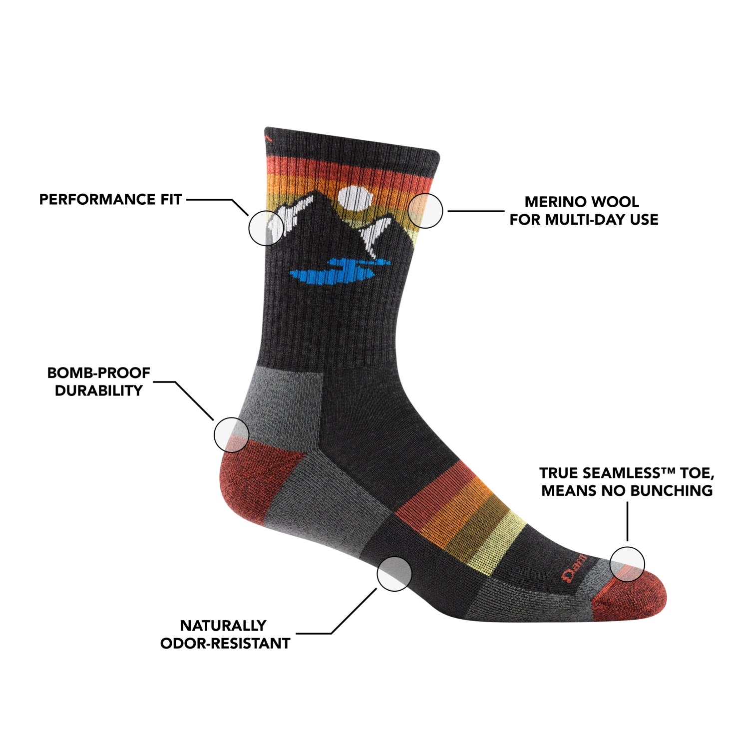 Men's Sunset Ridge Micro Crew Lightweight Hiking Sock 9 Men's Sunset Ridge Micro Crew Lightweight Hiking Sock - Image 9