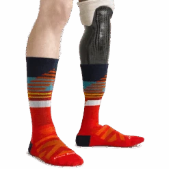 Men's Lillehammer Nordic Boot Lightweight Ski & Snowboard Sock -Darn Tough Outlet Store 8032 Red Model Prosthetic